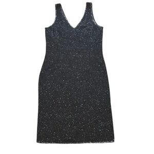 Vintage 90s JMD New York Black Beaded Cocktail Dress Size Small